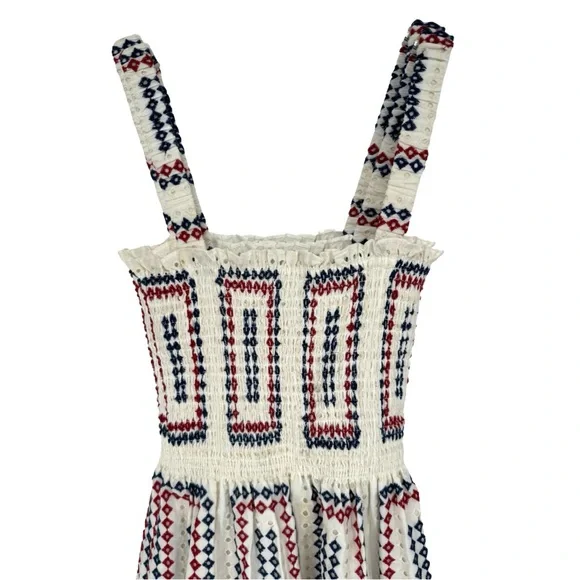 Hill House Anjuli Red, White and Blue Eyelet Maxi Dress - Picture 7 of 12